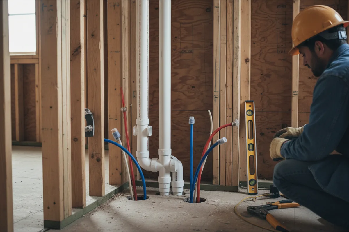 Drain and supply rough-in during Drain Cleaning in Scranton